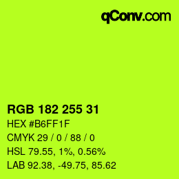 Color code: RGB 182 255 31 | qconv.com