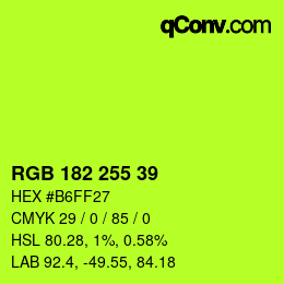 Color code: RGB 182 255 39 | qconv.com