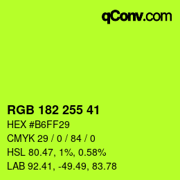 Color code: RGB 182 255 41 | qconv.com