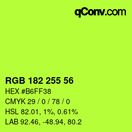 Color code: RGB 182 255 56 | qconv.com