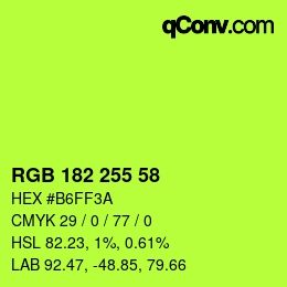 Color code: RGB 182 255 58 | qconv.com