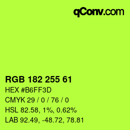 Color code: RGB 182 255 61 | qconv.com