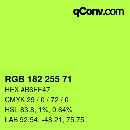 颜色代码: RGB 182 255 71 | qconv.com