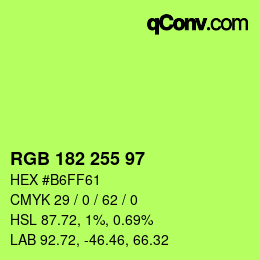 Color code: RGB 182 255 97 | qconv.com