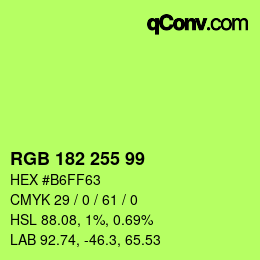 Color code: RGB 182 255 99 | qconv.com