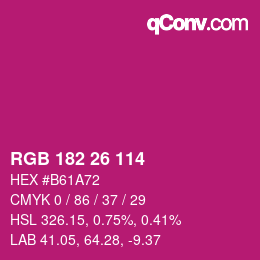 Color code: RGB 182 26 114 | qconv.com