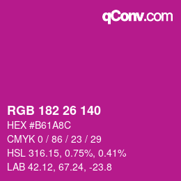 Color code: RGB 182 26 140 | qconv.com