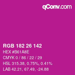 Color code: RGB 182 26 142 | qconv.com