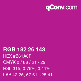 カラーコード: RGB 182 26 143 | qconv.com