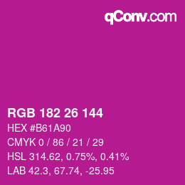 カラーコード: RGB 182 26 144 | qconv.com