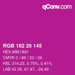 Color code: RGB 182 26 145 | qconv.com