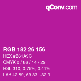 Color code: RGB 182 26 156 | qconv.com
