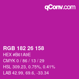 カラーコード: RGB 182 26 158 | qconv.com