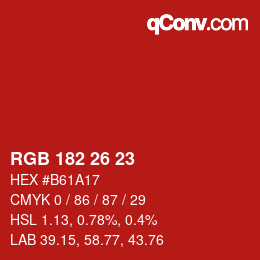 Color code: RGB 182 26 23 | qconv.com