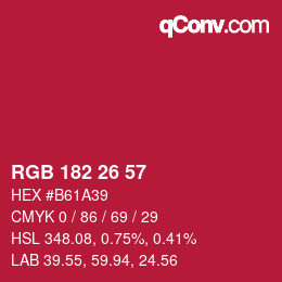 Color code: RGB 182 26 57 | qconv.com