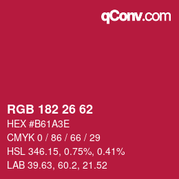 Color code: RGB 182 26 62 | qconv.com