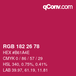 Color code: RGB 182 26 78 | qconv.com