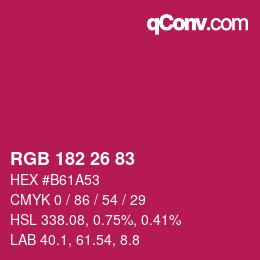 Color code: RGB 182 26 83 | qconv.com