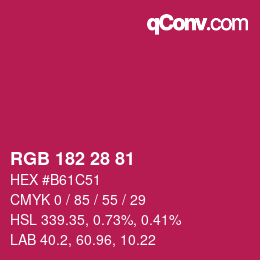 カラーコード: RGB 182 28 81 | qconv.com