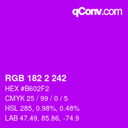 カラーコード: RGB 182 2 242 | qconv.com