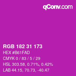 Color code: RGB 182 31 173 | qconv.com