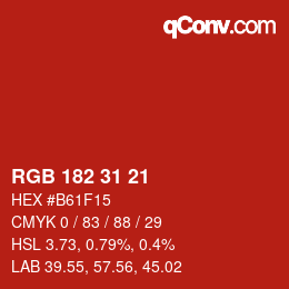 Color code: RGB 182 31 21 | qconv.com