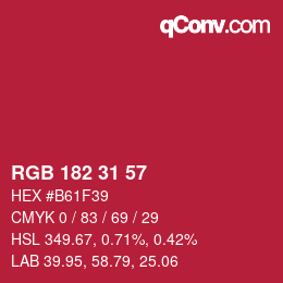 Color code: RGB 182 31 57 | qconv.com