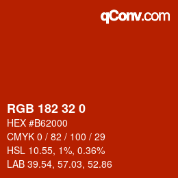 カラーコード: RGB 182 32 0 | qconv.com