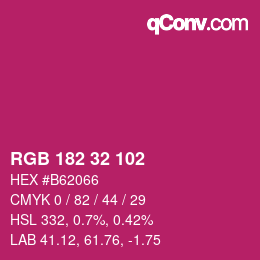 Color code: RGB 182 32 102 | qconv.com