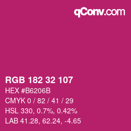 Color code: RGB 182 32 107 | qconv.com