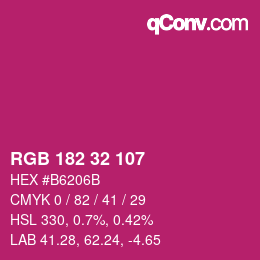 カラーコード: RGB 182 32 107 | qconv.com