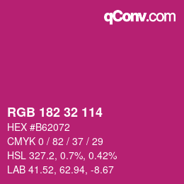 Color code: RGB 182 32 114 | qconv.com