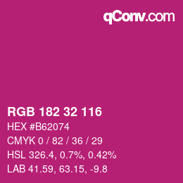 Color code: RGB 182 32 116 | qconv.com