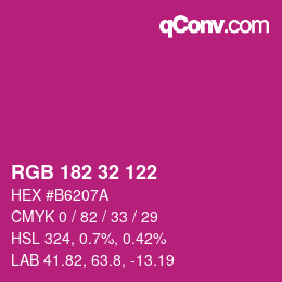 Color code: RGB 182 32 122 | qconv.com