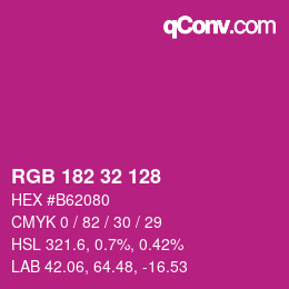 Color code: RGB 182 32 128 | qconv.com