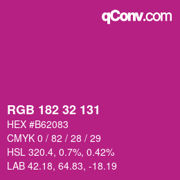 Color code: RGB 182 32 131 | qconv.com