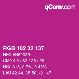 Color code: RGB 182 32 137 | qconv.com