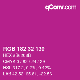 Color code: RGB 182 32 139 | qconv.com