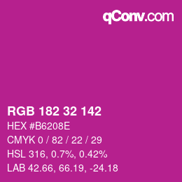 Color code: RGB 182 32 142 | qconv.com