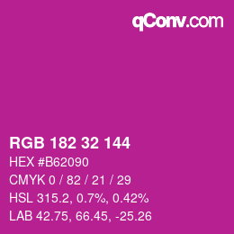 Color code: RGB 182 32 144 | qconv.com