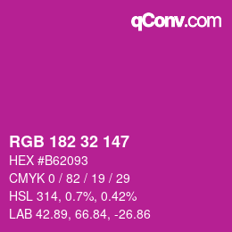 カラーコード: RGB 182 32 147 | qconv.com
