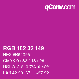 カラーコード: RGB 182 32 149 | qconv.com
