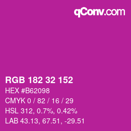Color code: RGB 182 32 152 | qconv.com