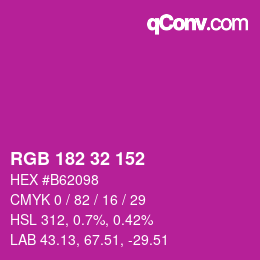 Color code: RGB 182 32 152 | qconv.com