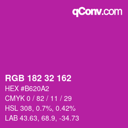 Farbcode: RGB 182 32 162 | qconv.com