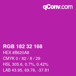 Color code: RGB 182 32 168 | qconv.com