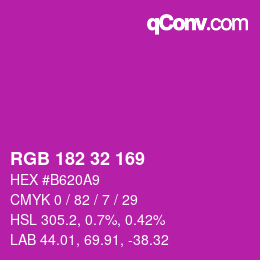 Color code: RGB 182 32 169 | qconv.com
