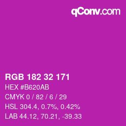 Color code: RGB 182 32 171 | qconv.com