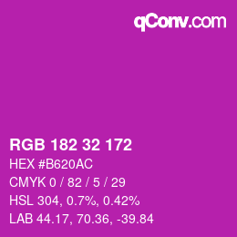 Color code: RGB 182 32 172 | qconv.com