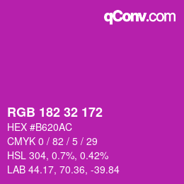 カラーコード: RGB 182 32 172 | qconv.com